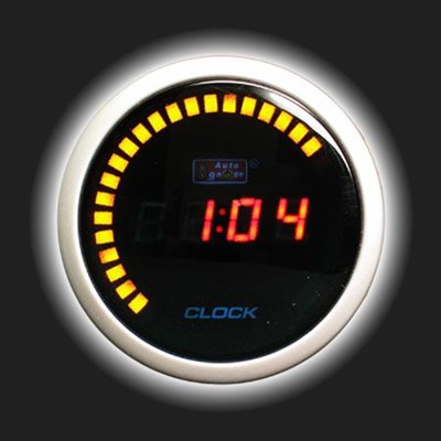 Прибор AUTO GAUGE часы /52 мм/ цифровые, с тонированным стеклом, янтарная подсветка - фото 42854